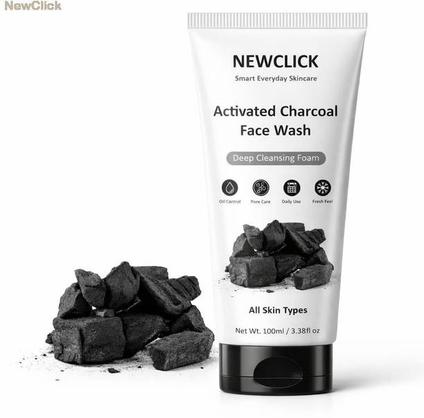 NewClick Activated Charcoal  100ml | Deep Cleansing Formula | For Oily & Acne Prone Skin a1866 Face Wash