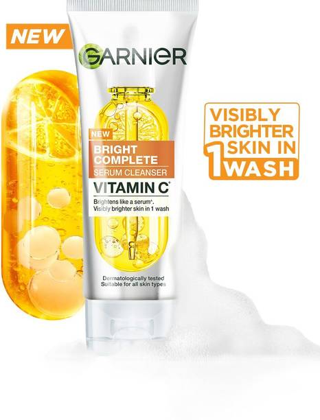 GARNIER Vitamin C + Serum Cleanser for Instant Brightening | For all skin types | Face Wash