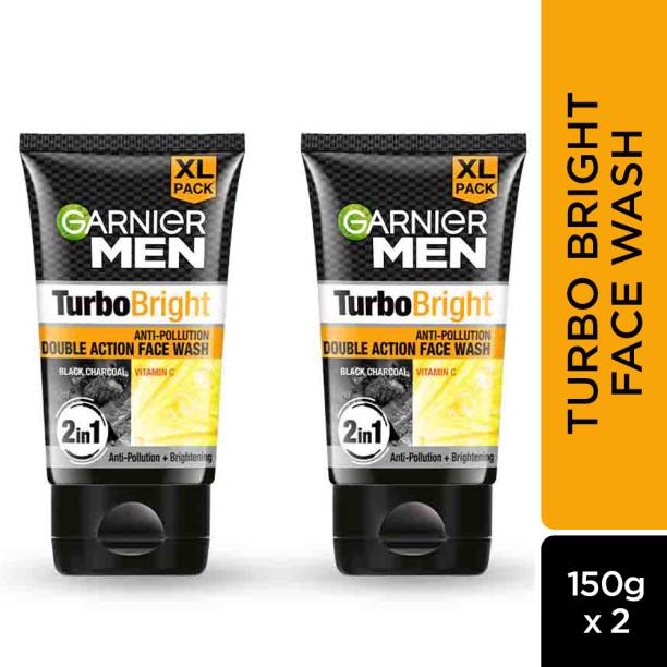 Garnier Men Turbo Bright Double Action,150gm (Pack of 2) Face Wash