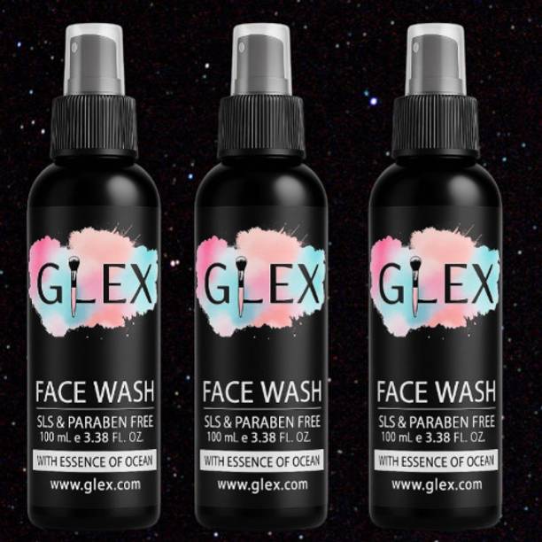 Glex Ocean  for Men | Fight Acne & Pimples, Brighten Skin, Clears Dirt, Oil Control, Refreshing Feel - Multi-Action Formula (PACK OF 3)0.0.0244 Face Wash