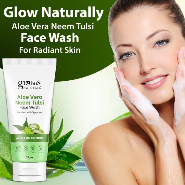 Globus Naturals Aloe Vera Neem Tulsi Enriched With Glycerin & Oil Control Formula  , All Skin Types Face Wash