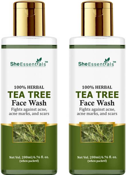 She Essentials Tea Tree  enriched with Salicylic Acid, Neem, Aloe Vera, Glycolic Acid for Acne Control, Oil Control, Skin Fairness & Acne Marks Clear- SLS & Paraben Free - (Combo) Face Wash