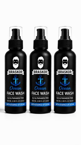 braskor Ocean for Men, Fights Acne & Pimple, Skin Brightening, All Skin Types  Pack of 2 Face Wash