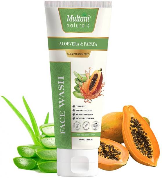 Multani Naturals Aloe Vera & Papaya Face Cleanser I Smooth & Clear Skin I Paraben Free I Sulphate Free - Face Wash