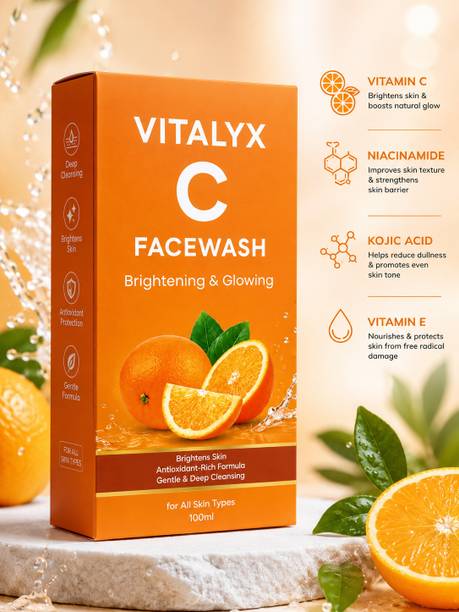 MEDIOX VITALYX Vitamin C  100 ml | Vitamin C + Niacinamide + Kojic Acid + Vitamin E | Brightening & Glowing  | Deep Cleansing | Removes Dirt, Excess Oil & Pollution |  for Men & Women | All Skin Types Face Wash
