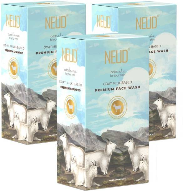 NEUD Goat Milk Premium  for Men & Women - 3 Packs (300ml Each) Face Wash