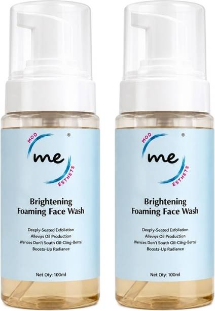 MOD ESTHETE ME Brightening Foam | With 1% Salicylic Acid, Alpha Arbutin, Lactic Acid & Vitamin C | Exfoliating, Oil Control & Pigmentation Cleanser ( Pack Of 2) (200 g) Face Wash