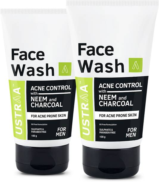 USTRAA Acne Control - With Neem & Charcoal - 100 g x 2 | Oil control | No SLS & Paraben Face Wash