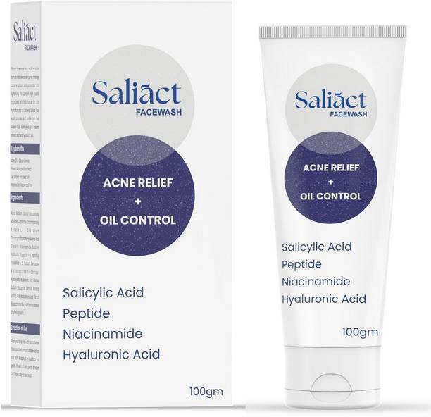 Saliact 1% Salicylic Acid Gel Facewash With Niacinamide & Peptide For Oily, Sensitive & Acne Prone Skin, Anti Acne, Pimples & Oil Control Face Wash