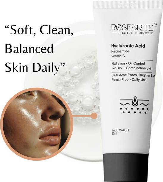RoseBrite Niacinamide Vitamin C Hyaluronic Acid  for Oily Skin Brightening Face Wash