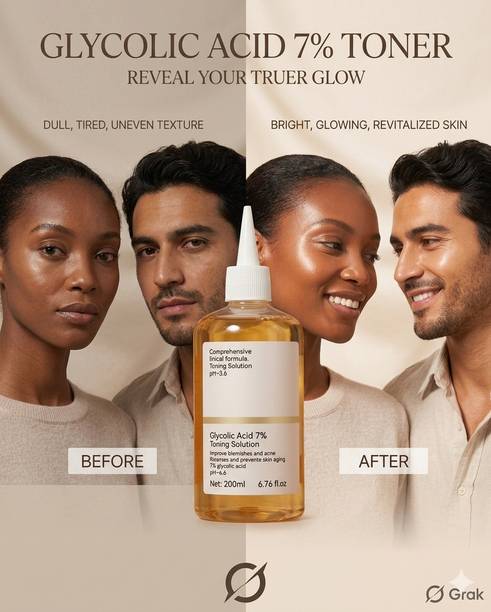 TOOVUS Glycolic Acid Toning Solution for Acne Marks, Pores & Uneven Texture Men & Women