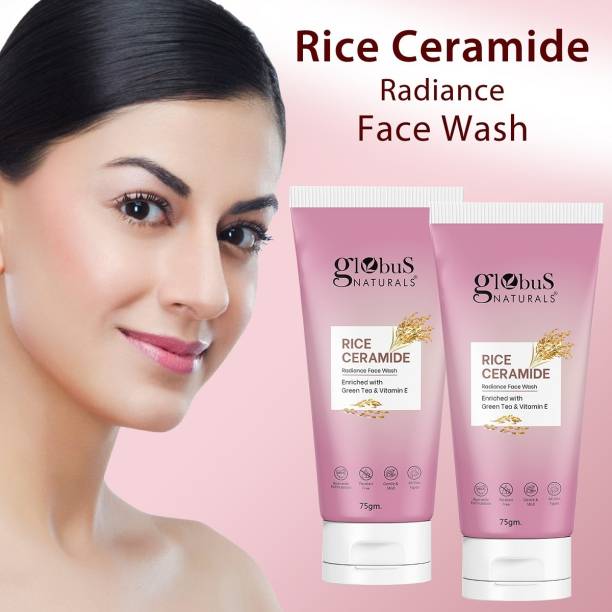 Globus Naturals Rice Ceramide  Enriched with Green Tea &, Set of 2 Face Wash