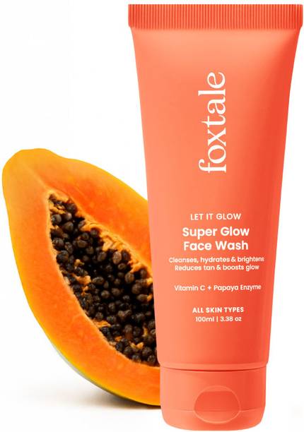 Foxtale Vit C Super Glow Face wash with Papaya Enzyme|Reduces Tan, Boosts glow Face Wash
