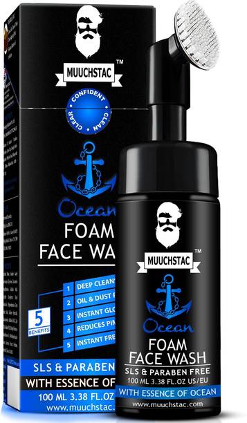 मुक्सताक Ocean Foam Face Wash for Men - Inbuilt Brush, Fights Acne & Pimple, Skin Brightening, All Skin Types फेस वॉश