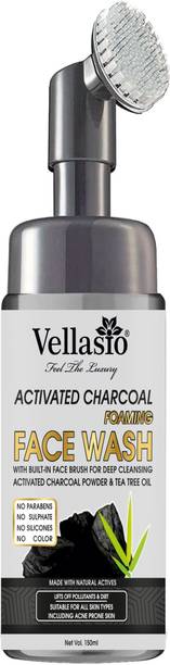 vellasio Foaming Activated Charcoal with Built-In Face Brush for deep cleansing  Face Wash