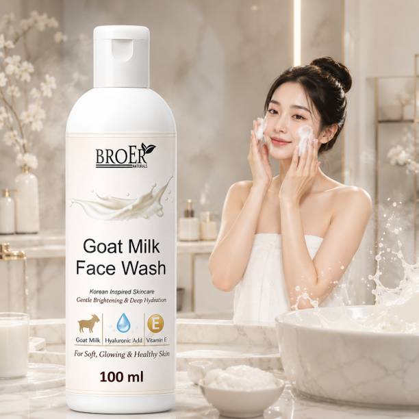 BROER Goat Milk Facewash Korean Glow Hydrating Skin Cleanser Deep Nourish Care Face Wash
