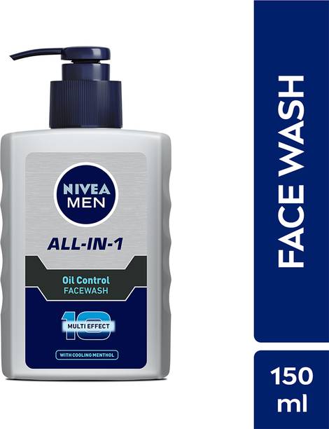 Nivea Men All In One with Cooling Menthol, Fight Acne & Pimple, 10 Multi Effect with Pump Face Wash