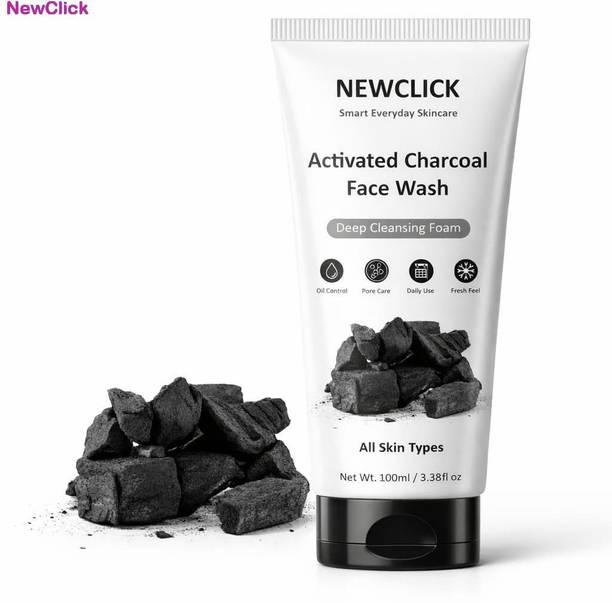 NewClick Activated Charcoal  100ml | Deep Cleansing Formula | For Oily & Acne Prone Skin a1662 Face Wash