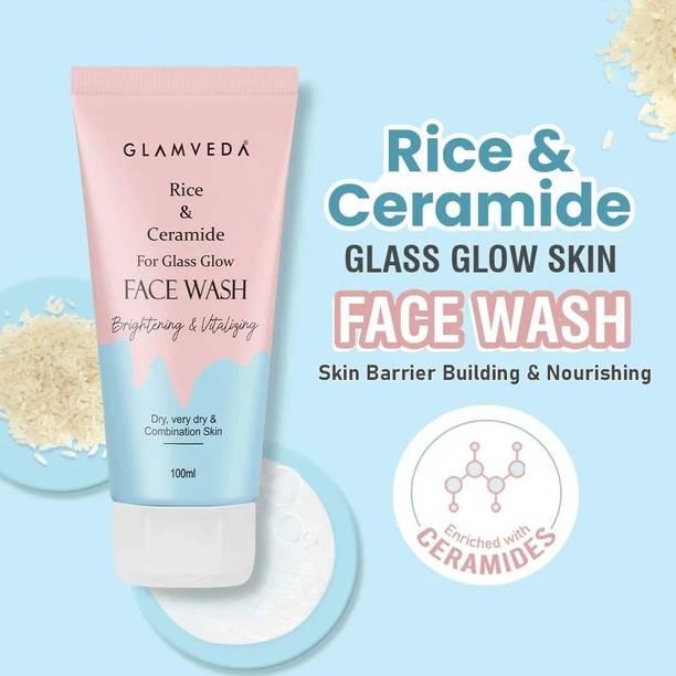 GLAMVEDA Korean Glass Skin Rice Water Bright Cleanser for women| Hydrate & Glow Face Wash