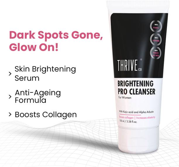 ThriveCo BRIGHTENING PRO CLEANSER For Women with Kojic Acid, Alpha Arbutin & Glutathione Face Wash