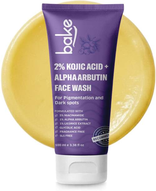 BAKE 2% Kojic Acid  with Alpha Arbutin for Pigmentation, Dark Spots & Tan Removal Face Wash