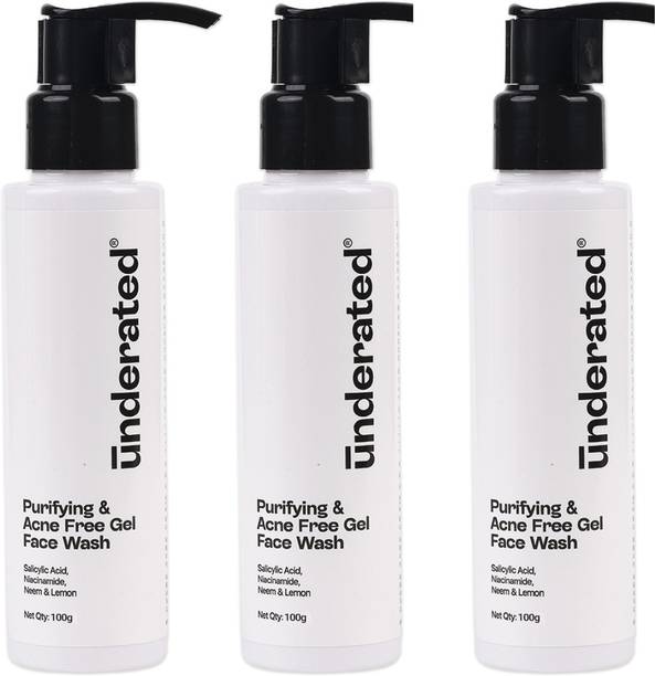 UNDERATED Purifying and Acne Free Gel  Powered With Salicylic Acid, Niacinamide, Neem and Leamon| Face Wash