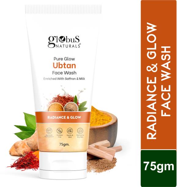 Globus Naturals Pure Glow Ubtan , Enriched With Saffron & Milk, For Radiance & GLow, Natural, Gentle & Mild Face Wash