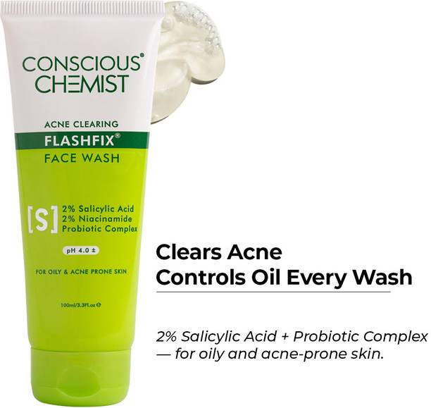 Conscious Chemist Salicylic Acid  for Oily & Acne Prone Skin | Unclogs Pores, Controls Excess Oil & Deep Cleansing Formula Face Wash