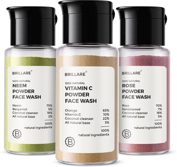 BRILLARE Real face wash Combo, Neem, Vitamin C & Rose facewash, 15 gram each Face Wash