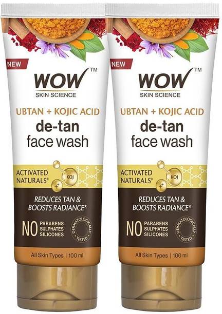 WOW SKIN SCIENCE Ubtan  with Chickpea Flour, Turmeric, Saffron, Almond Extract, Rose Water & Sandalwood Oil - No Sulphate, Parabens, Silicones & Color - Pack of 2 - Net Vol 200mL Face Wash