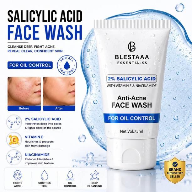 blestaaa essentialss 2% Salicylic Acid For Oily Skin Anti Face Cleanser With Niacinamide & Vitamin E For Acne Face Wash