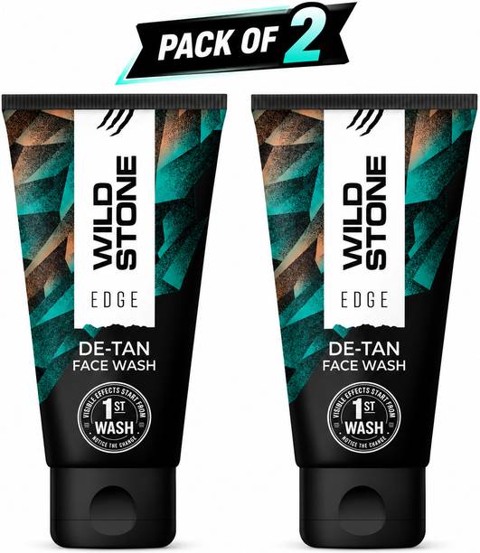 Wild Stone Edge De-Tan  for Brightness, Glow, Clear & Fresh Skin, Pack of 2 Face Wash