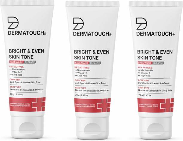 Dermatouch Bright & Even Tone  with Niacinamide, Vitamin E and Kojic Acid | Daily Gentle  For Tan, Pigmentation, Uneven Tone |(Pack of 3) Face Wash