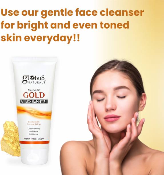 Globus Naturals Gold Radiance Anti Ageing & Brightening  for Extra Shine & Golden Glow Face Wash