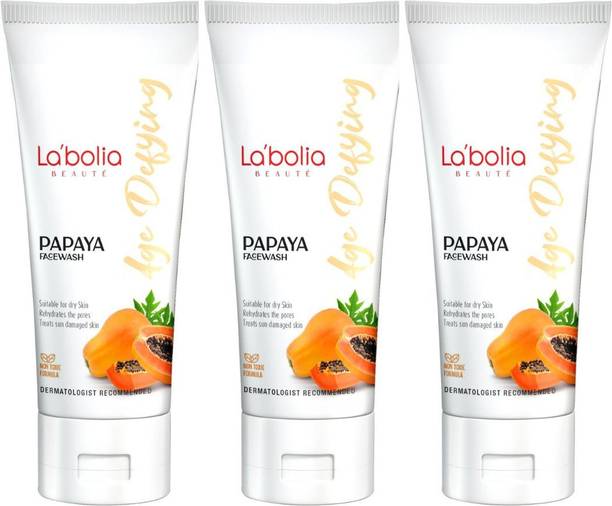 LABOLIA Papaya For Women/Men | Brightening & Glowing Skin | Tan & Dark Spots Remover | Pack of 3 Face Wash