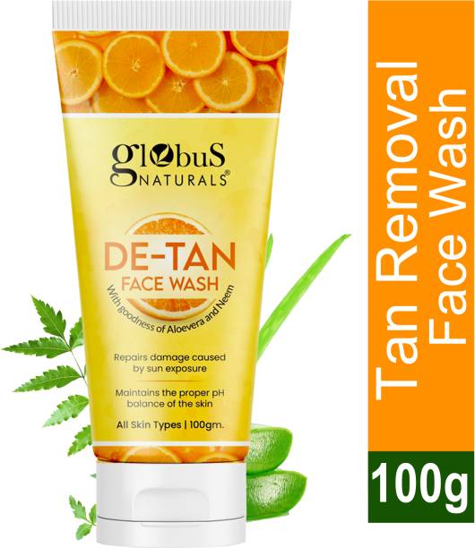 Globus Naturals De Tan , For All Skin Types, Tan Removal Formula Face Wash