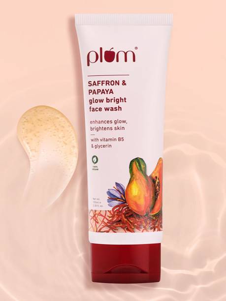 Plum Papaya Glow Bright | With Vitamin B5 & Saffron | Non-Drying, Refreshing Face Wash