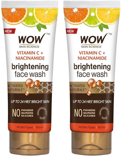 WOW SKIN SCIENCE Brightening Vitamin C  - No Parabens, Sulphate, Silicones & Color - Pack of 2 - Net Vol 200mL Face Wash