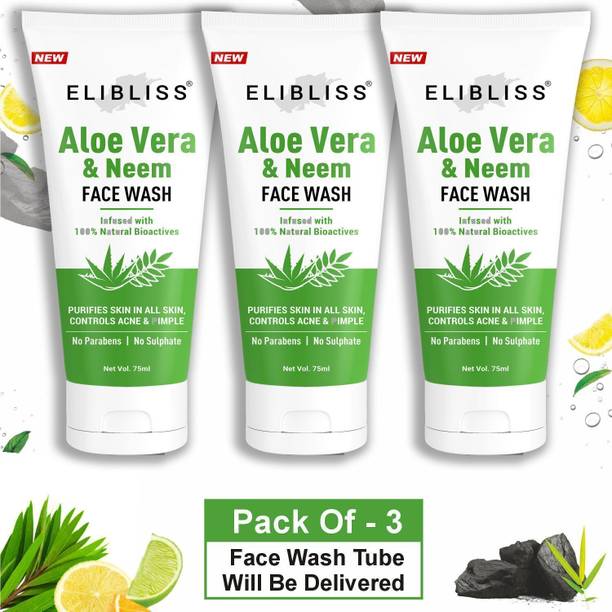 ELIBLISS Aloe Vera & Neem for Sensitive Skin, Dry to Normal Skin, Gently Cleanses  Face Wash