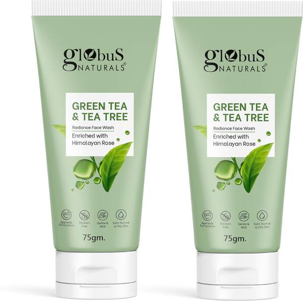 Globus Naturals Green Tea & Tea Tree Radiance , Enriched with Himalayan Rose, Pack of 2 Face Wash