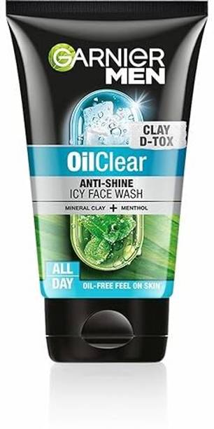Garnier Men Men Oil Clear Deep Cleansing, with Mineral Clay and Menthol  Face Wash