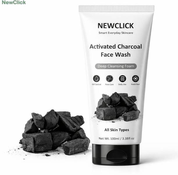 NewClick Activated Charcoal  100ml | Deep Cleansing Formula | For Oily & Acne Prone Skin a2189 Face Wash