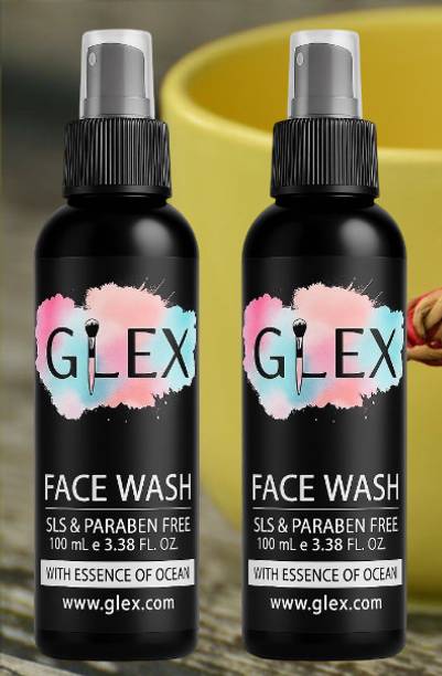 Glex Ocean  for Men | Fight Acne & Pimples, Brighten Skin, Clears Dirt, Oil Control, Refreshing Feel - Multi-Action Formula (PACK OF 2)0.0.0132 Face Wash