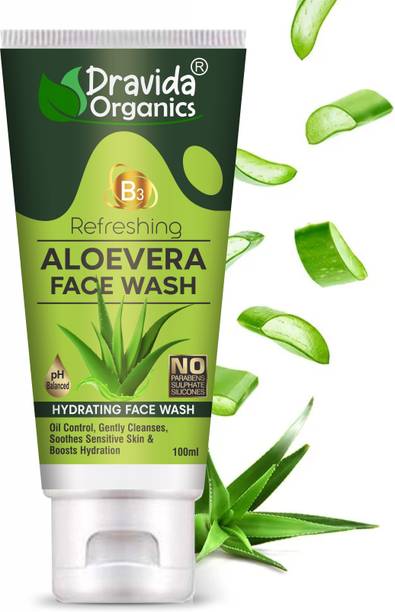 Dravida Organics Hydrating Aloe Vera  for Pimples, Dry & Oily Skin-Tube Face Wash