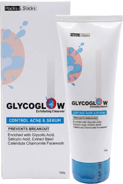 GLYCOGLOW Skin Brightening & Exfoliating Cleanser for Glowing Skin with Glycolic Acid Face Wash