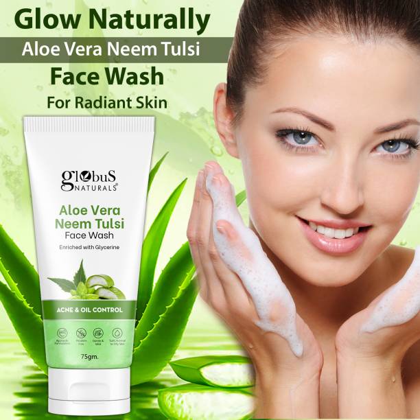 Globus Naturals Aloe Vera Neem Tulsi Enriched With Glycerin & Oil Control Formula  Face Wash