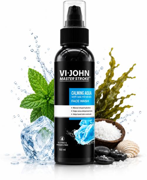 VI-JOHN Master Stroke Calming Aqua Sea Mineral  Fights Acne & Pimple, Skin Brightening Face Wash
