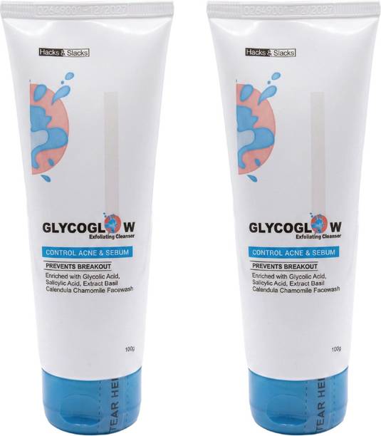 GLYCOGLOW Skin Brightening & Exfoliating Cleanser for Glowing Skin with Glycolic Acid  (2 x 100 g) Face Wash