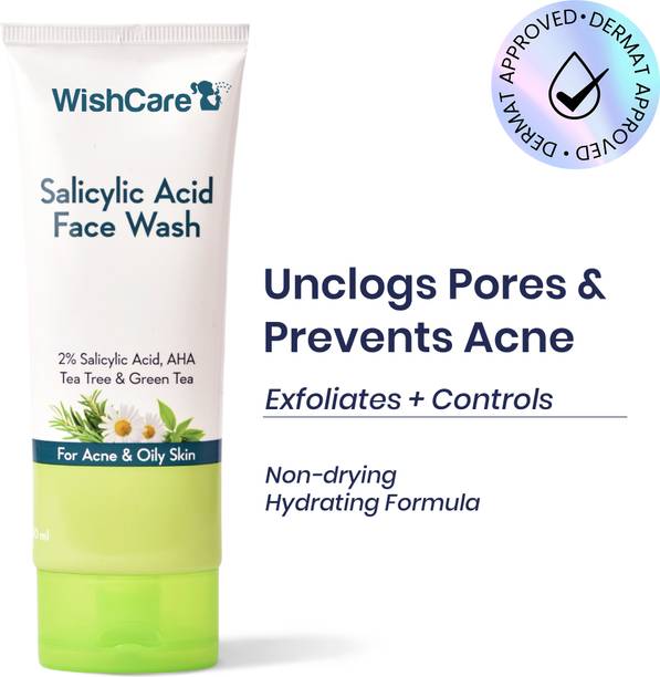 WishCare 2% Salicylic Acid  With Aha, Greentea, Chamomile & TeatreeFor Oil & Acne Control Face Wash