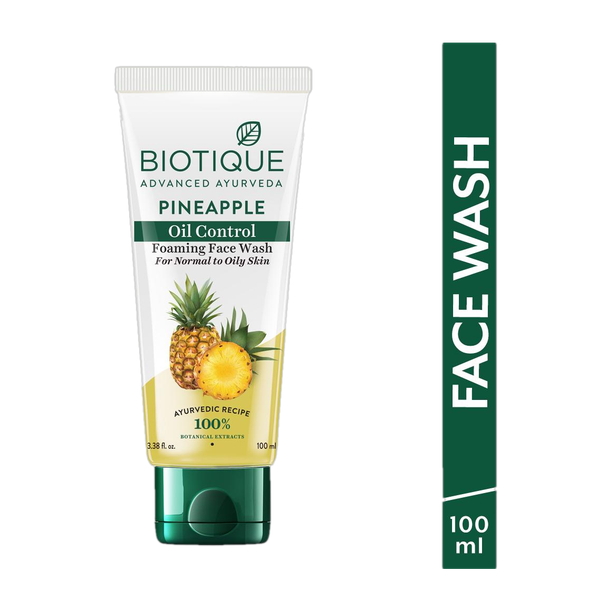 BIOTIQUE Pineapple Oil Control Foaming  | Hydrates dry skin | Eliminates Excess Oil | Evens Skin Tone | 100% Botanical Extracts | Suitable for All Face Wash